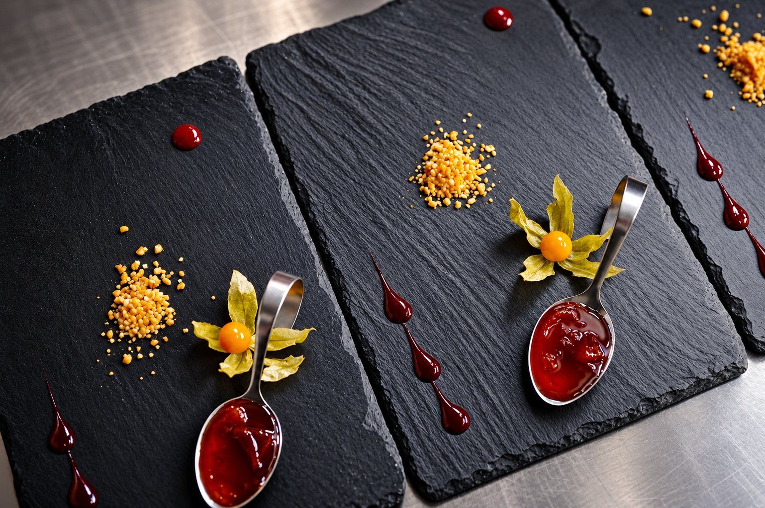 Composizione di dessert al piatto, dettaglio